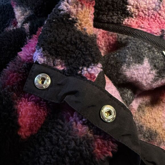 Terra & Sky Pullover Sherpa Jacket 2X Womens Black Print Pullover Snap 1/4 Neck - Picture 4 of 7